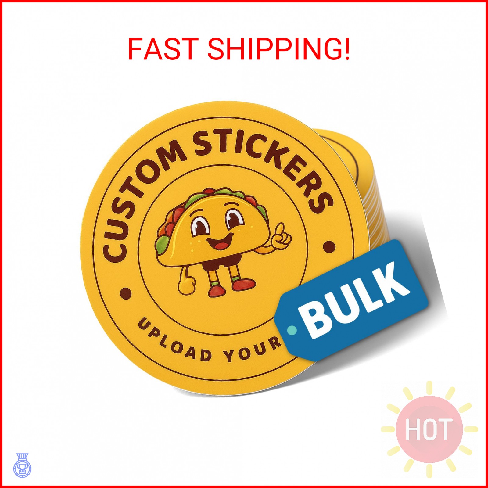 Custom Stickers Bulk | Upload Your Logo | 25-1000 | Sizes 2 inch to 12 inches |