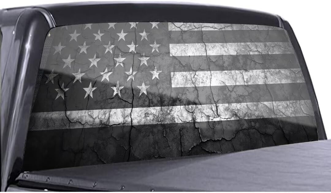 Patriotic American Flag Truck Back Window Graphics Decal,Patriotic Flag Perforat