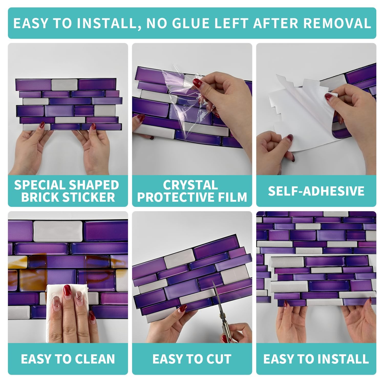 Peel and Stick Backsplash Tile Stickers, 24pcs, 9.68 x 4.72 inch