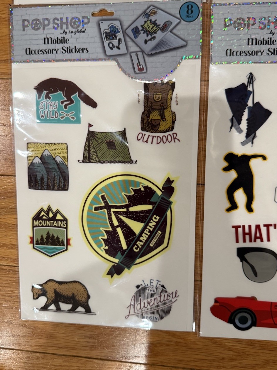 Pop Shop Mobile Accessory Stickers Tiger Pizza 8pc Lot Of 4