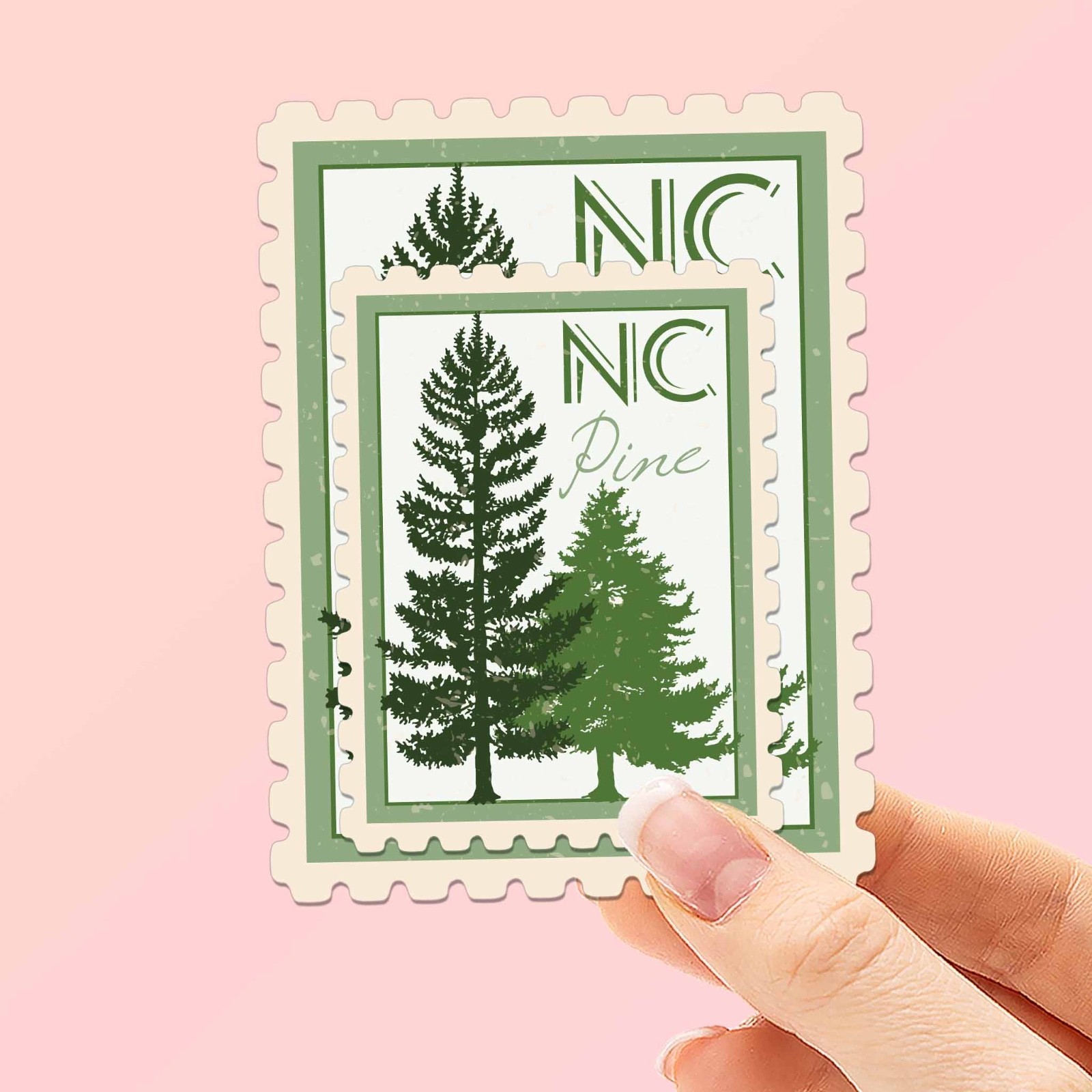 North Carolina State Tree Pine Sticker – NC Vintage Stamp Decal