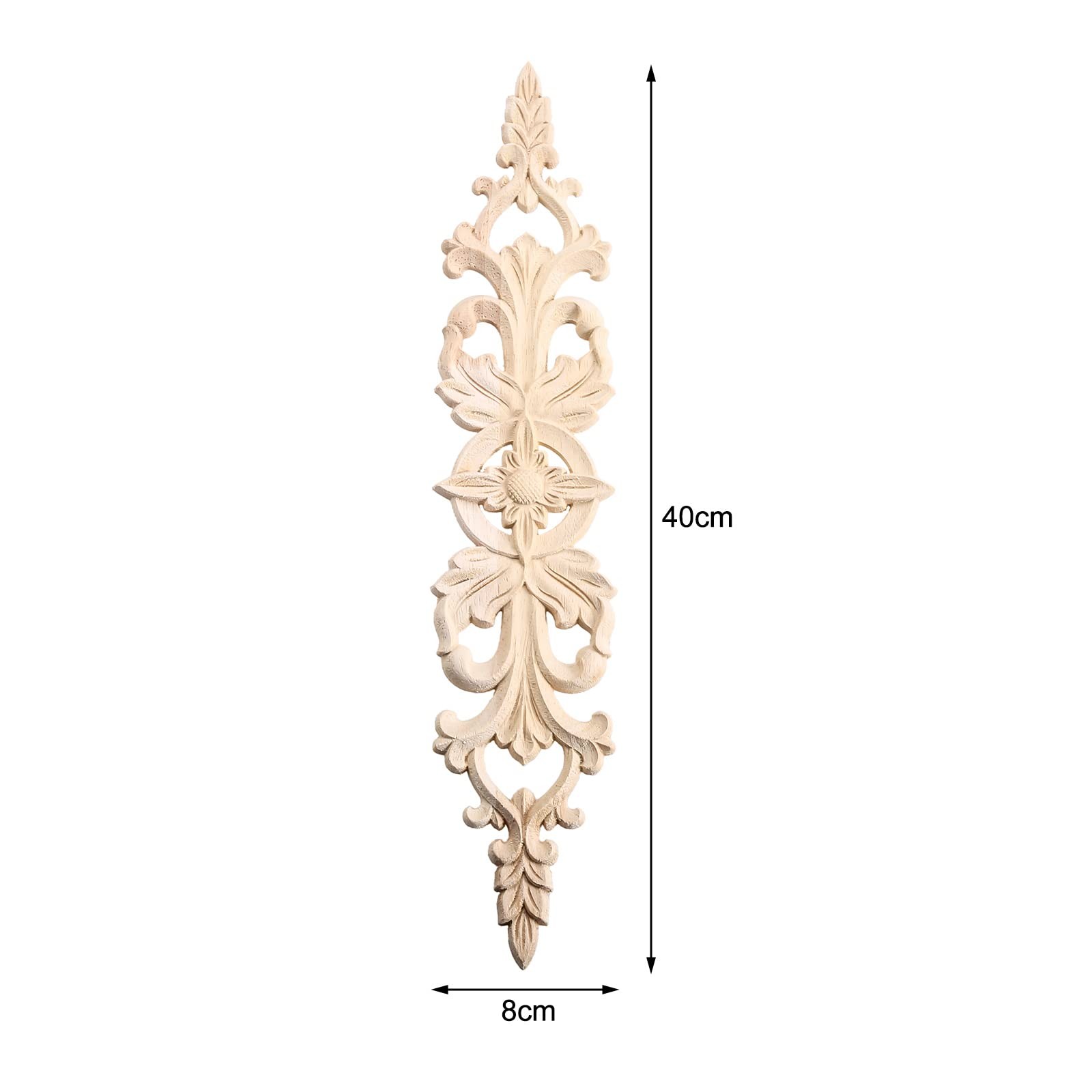 4Pcs Long Wood-Carved Onlays Appliques for Furniture, Unpainted Wooden Carvin…