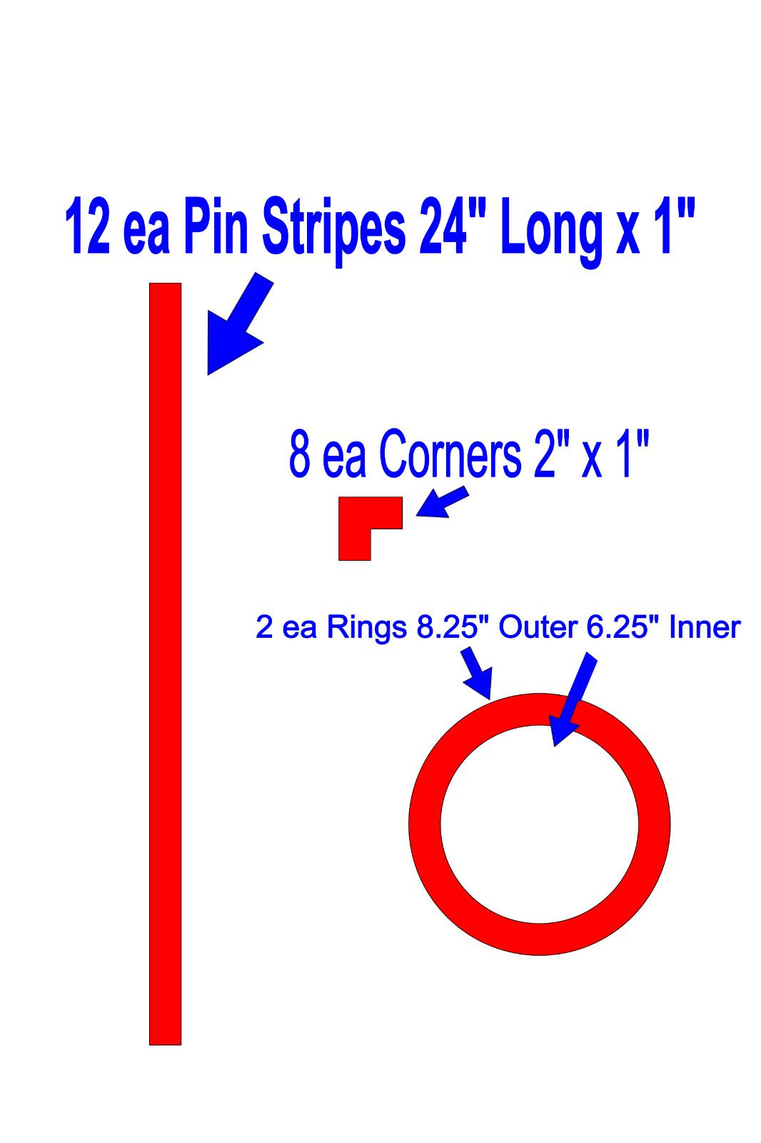 Cornhole / Corn Hole Board Stripes Border Rings Circles Decals Complete Kit