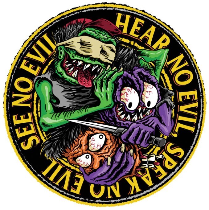 NEW LETHAL THREAT NO EVIL MONSTERS MINI DECAL STICKER 3"x3" RC00253