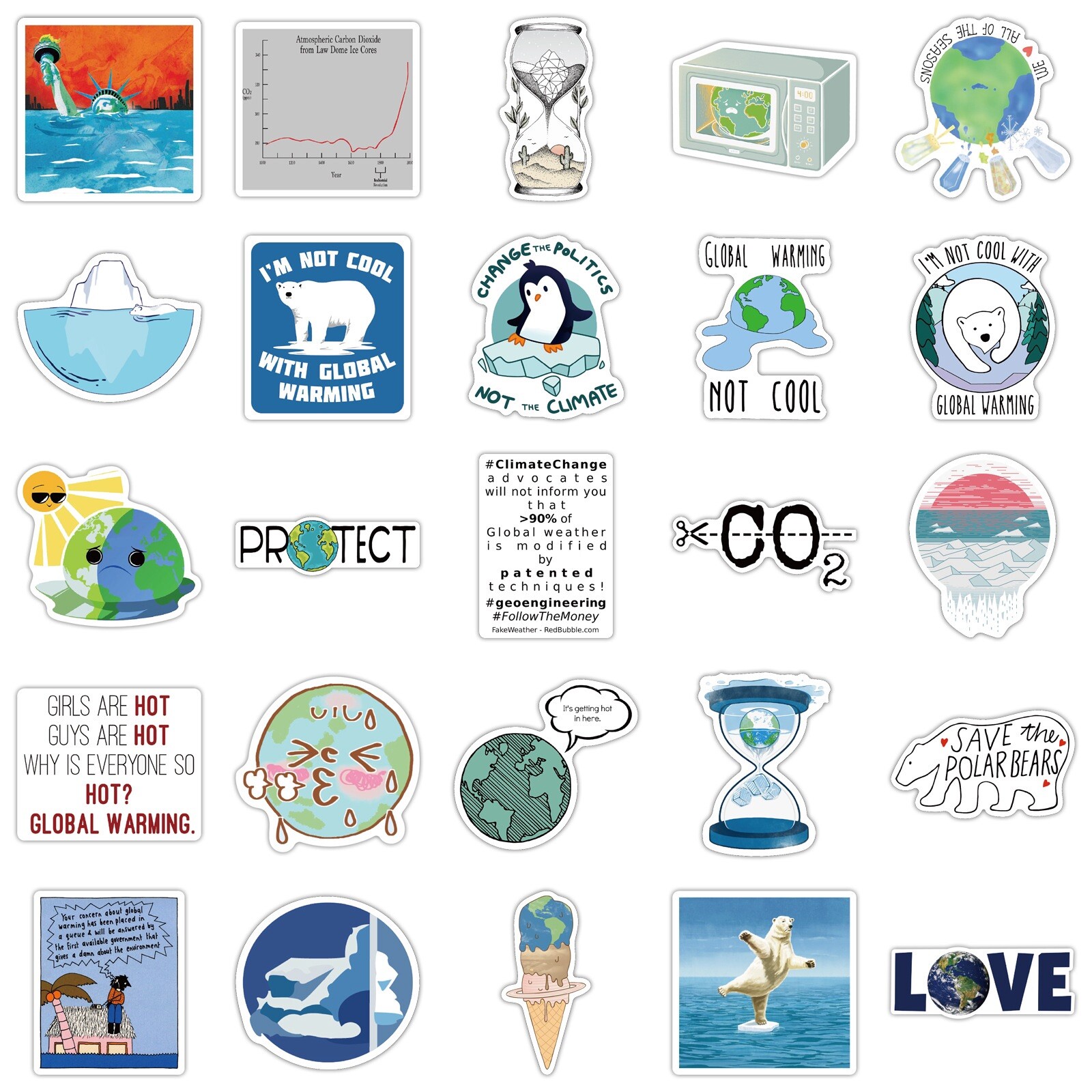 20 Random Climate Change Awareness Stickers Global Warming Decals Free Shipping!