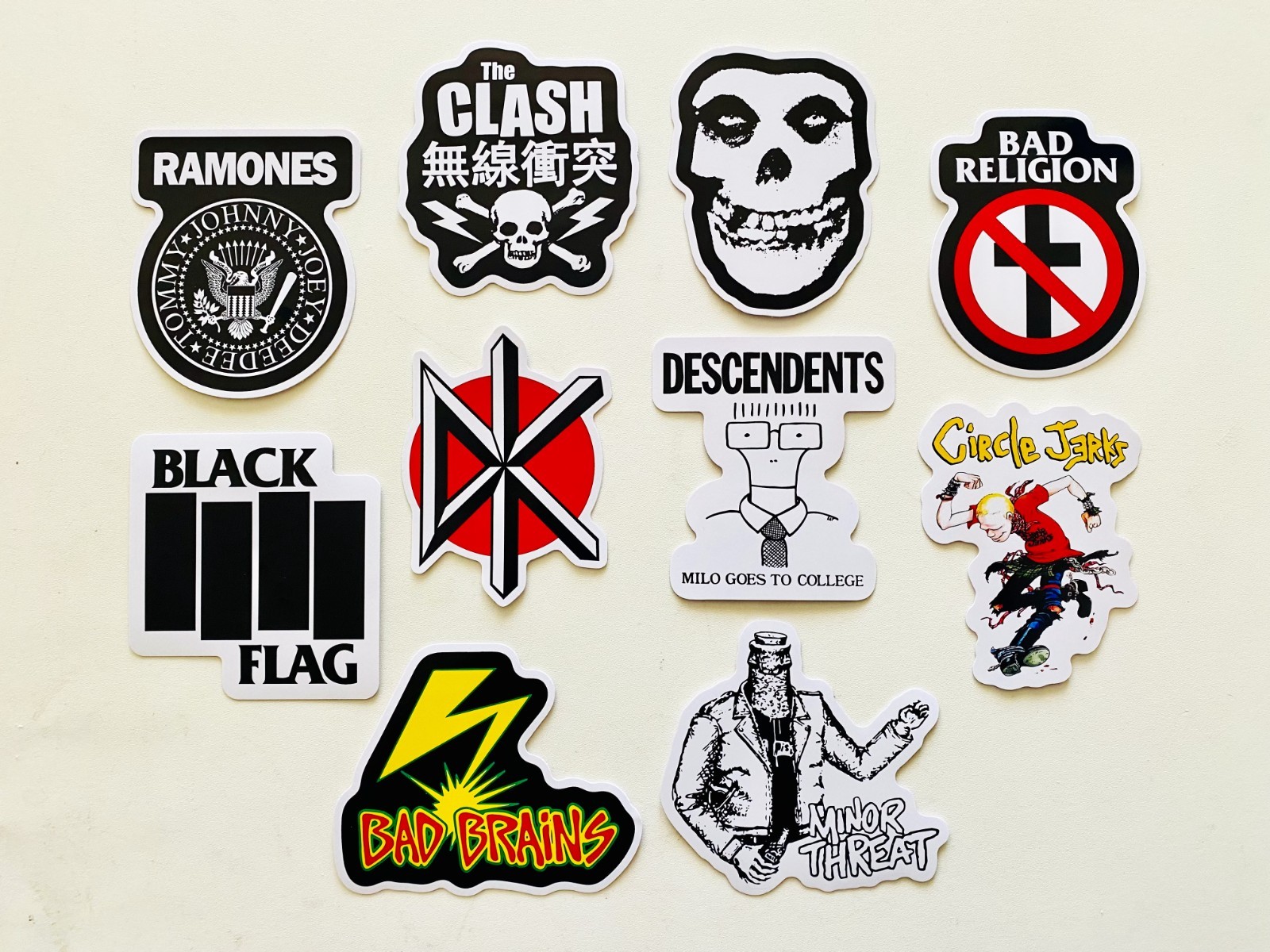 Punk Vinyl Sticker Lot (10 Stickers) Set 1 misfits bad religion brains ramones