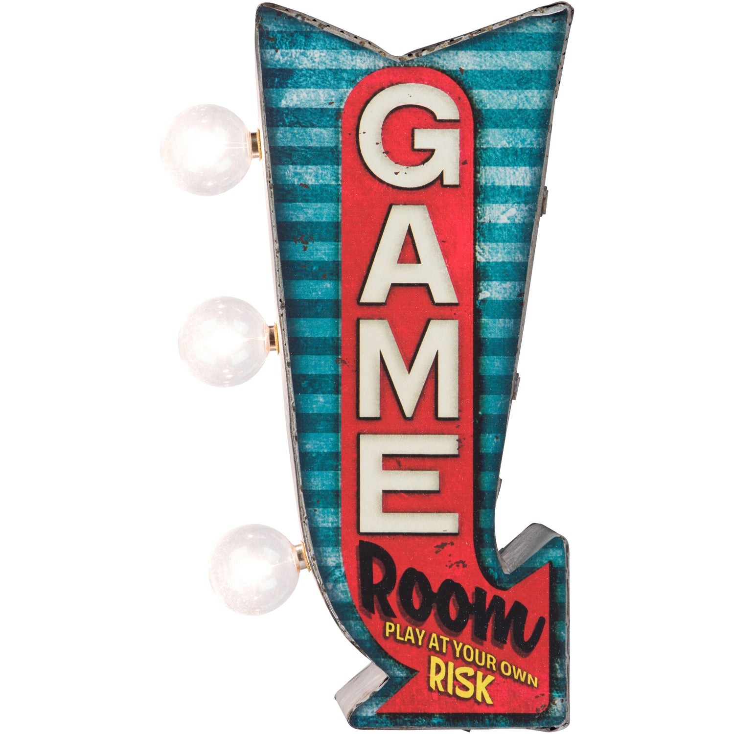 Game Room Arrow LED Sign Double-Sided Retro Vintage Inspired Design Battery