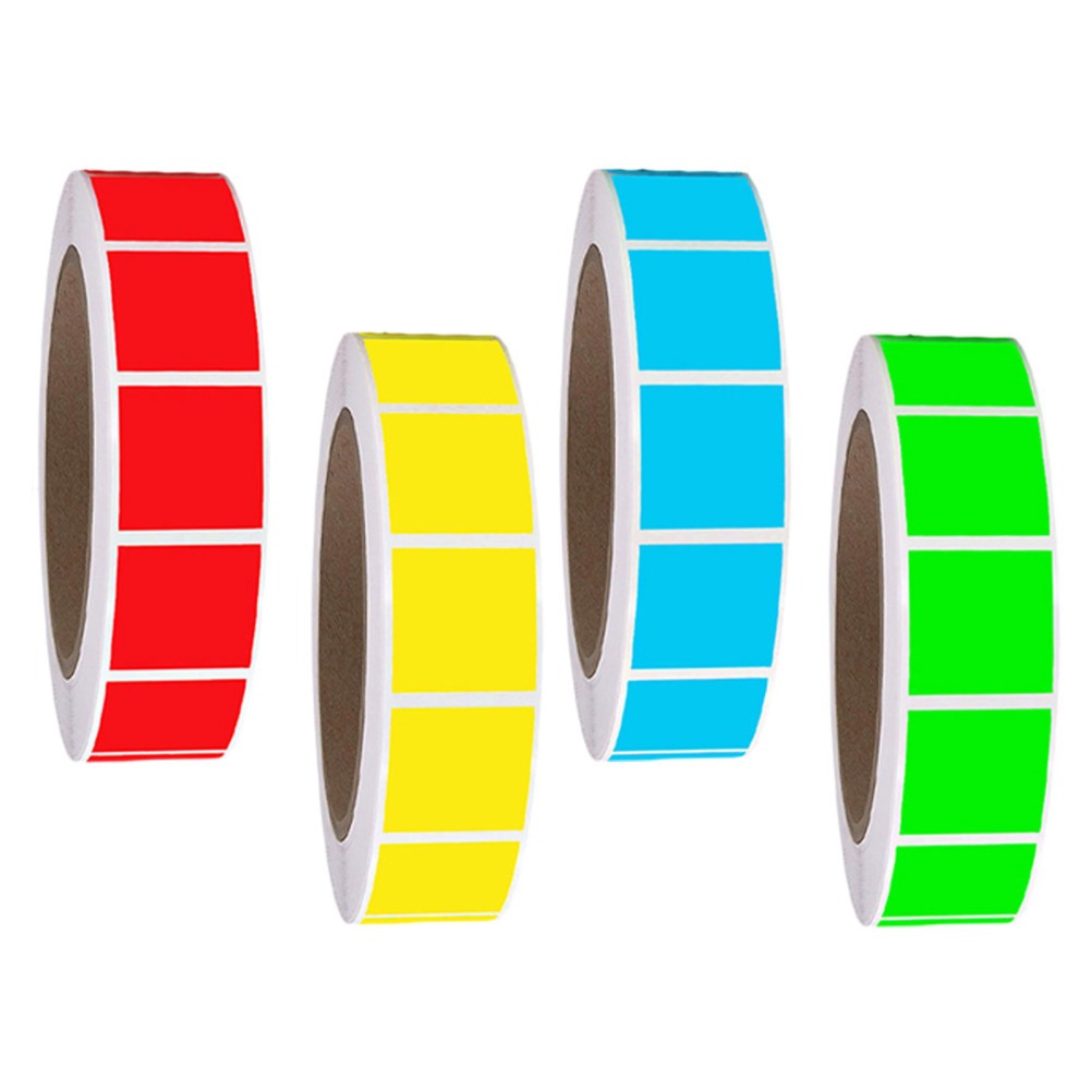 4 Rolls Colored Self Adhesive Labels: 1 X 1 Inch Removable Square Color Coding