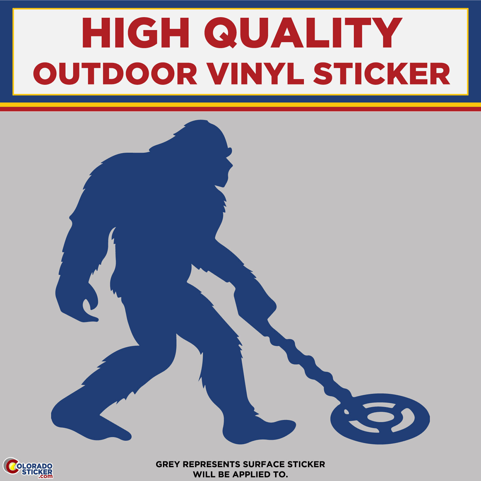 Big Foot with Metal Detector, Die Cut High Quality Vinyl Stickers