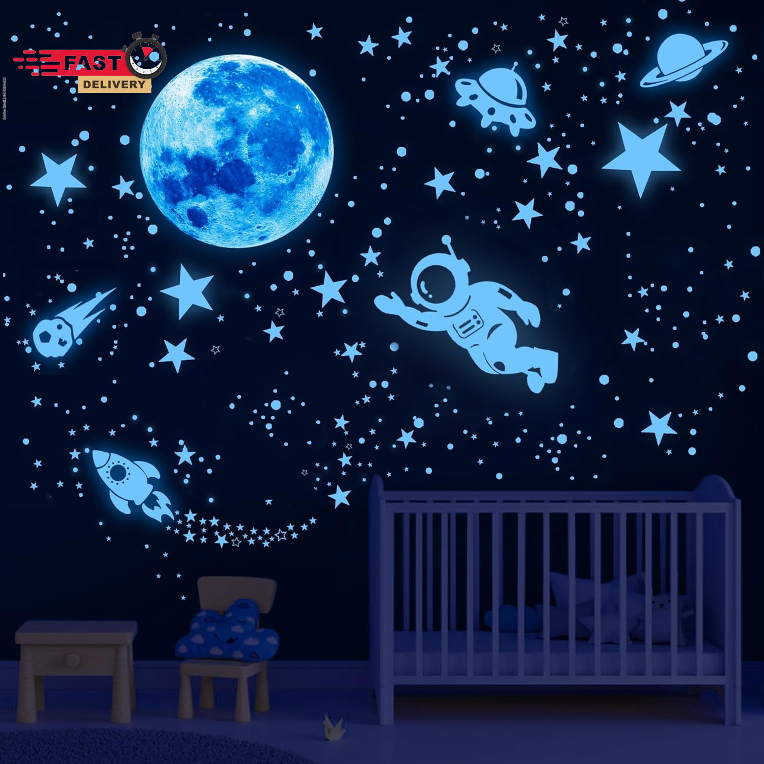 530Pcs Glowing Stars for Ceiling,Glow in the Dark Stars,Space Wall Decals Solar
