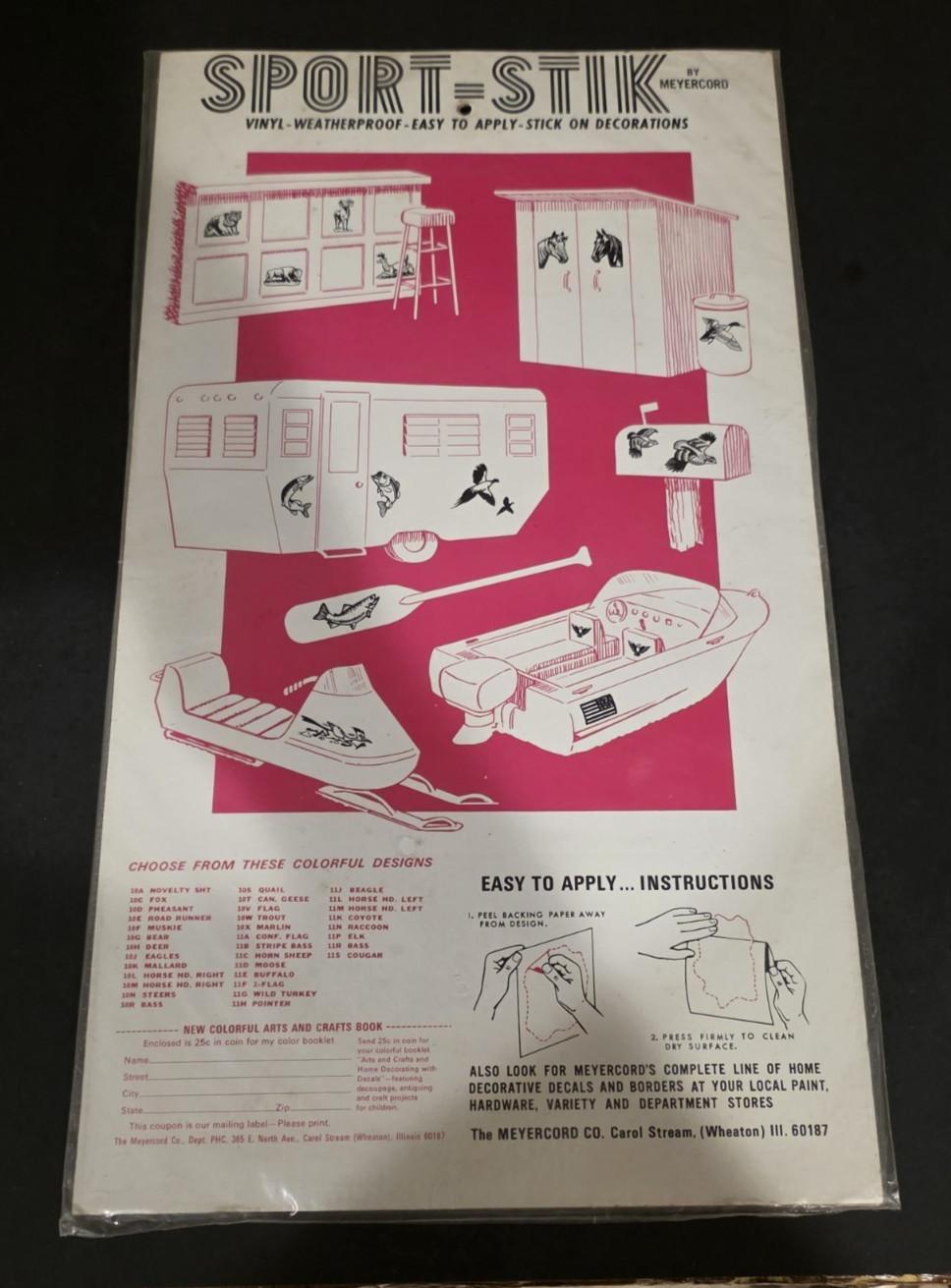 1960's-70's SPORT STIK Original Vinyl Sticker-Decal-UNUSED-Great Display-NOS