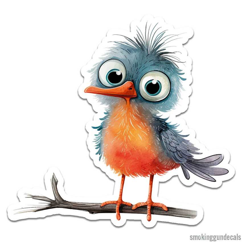 Cute Baby Robin Bird, Vinyl Decal Sticker, Indoor Outdoor, 3 Sizes, #12495