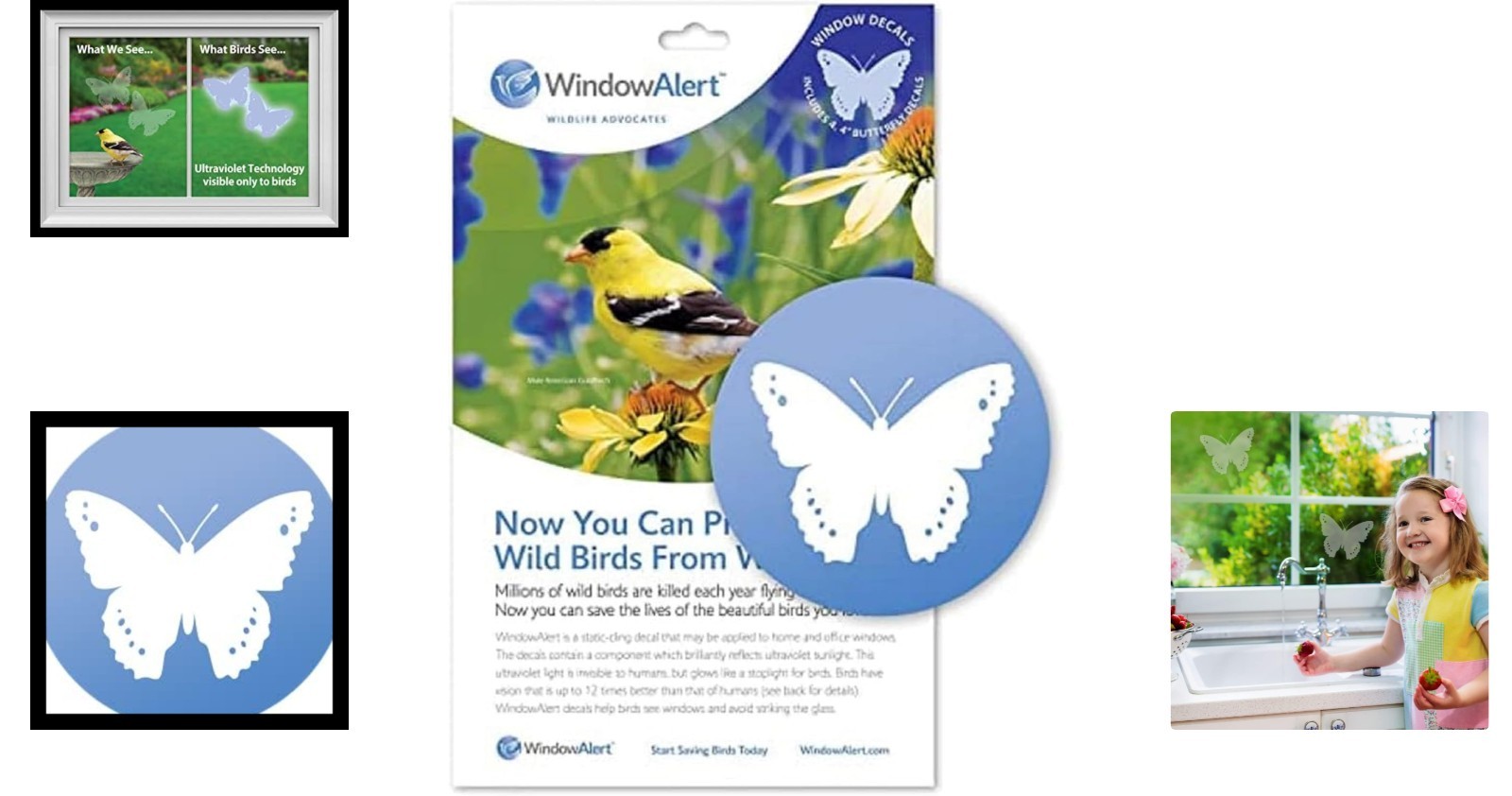 Butterfly Anti-Collision Window Decal Set – UV-Reflective Bird Safety Stickers
