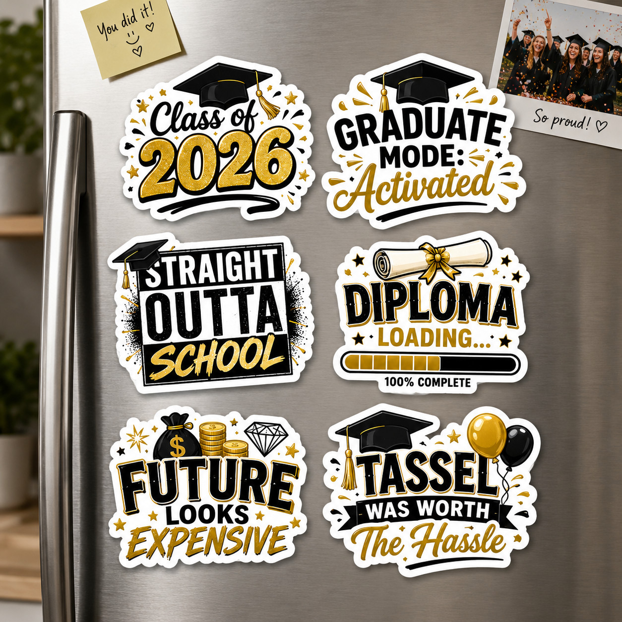 🎓 2026 Graduation Sticker Pack Vinyl Decals Class of 2026 Graduate Gift Laptop