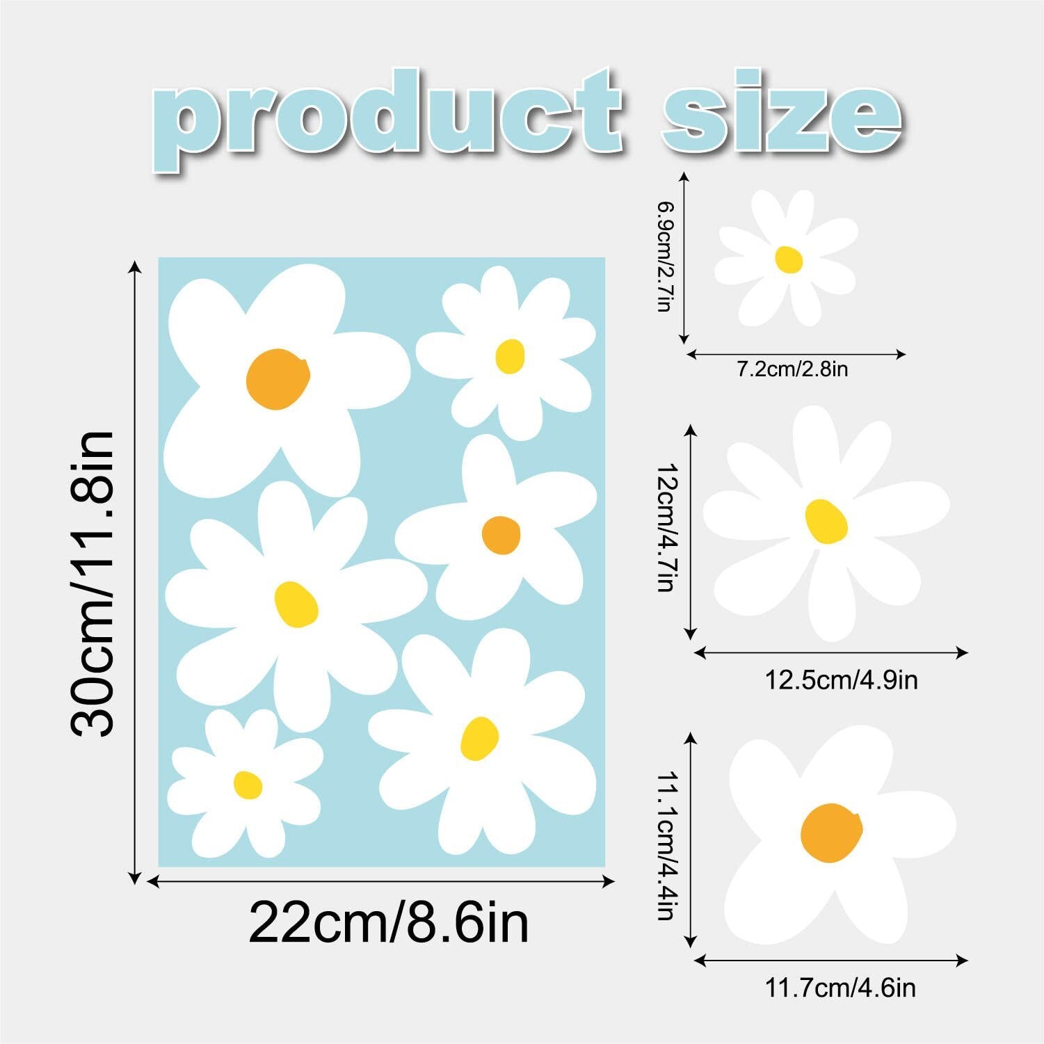 Resin & Reed Daisy Wall Decals, 3-5 inches (White, 36) White