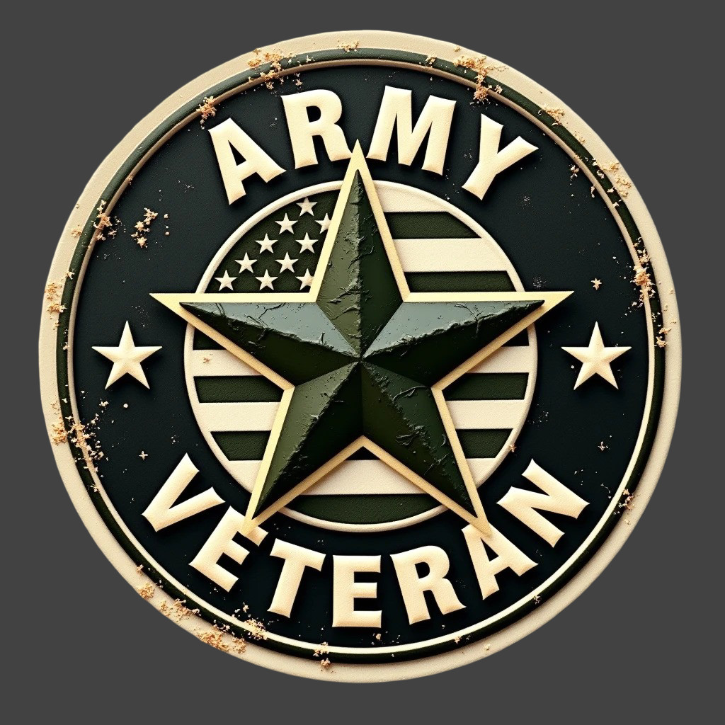 Army Veteran Round Star Emblem Sticker Vinyl Decal Military Honor USA