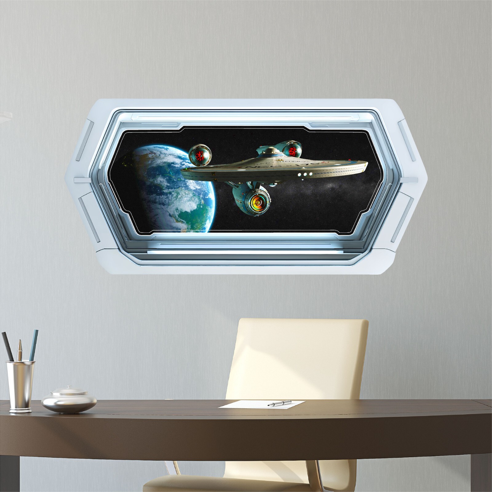 Space Window Wall Decal – Starship Enterprise – Removable Wall Sticker