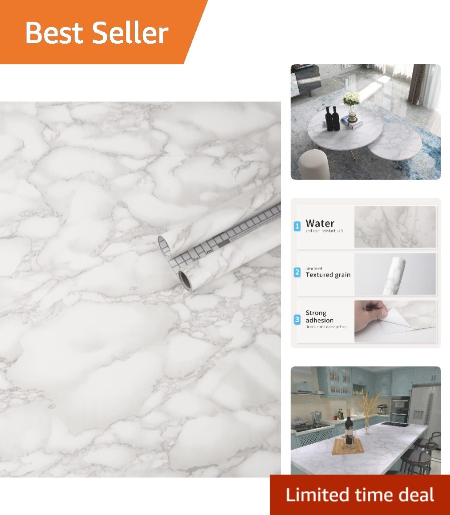 Elegantly Designed 15.8" x 120" Gray Marble Wallpaper – Water & Stain Resistant