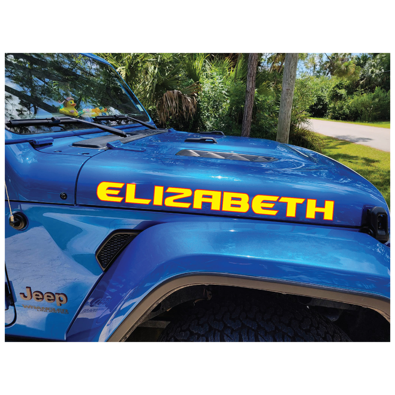 Custom Jeep Wrangler Gladiator Hood Decal Sticker – Rubicon Font, Personalized