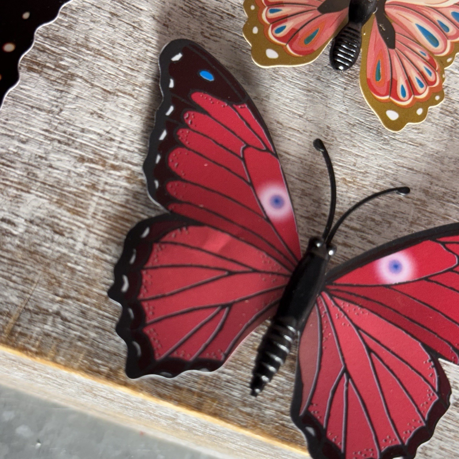 Lot of 12 3D Realistic Butterfly Wall Stickers Different Sizes, Shapes RED New