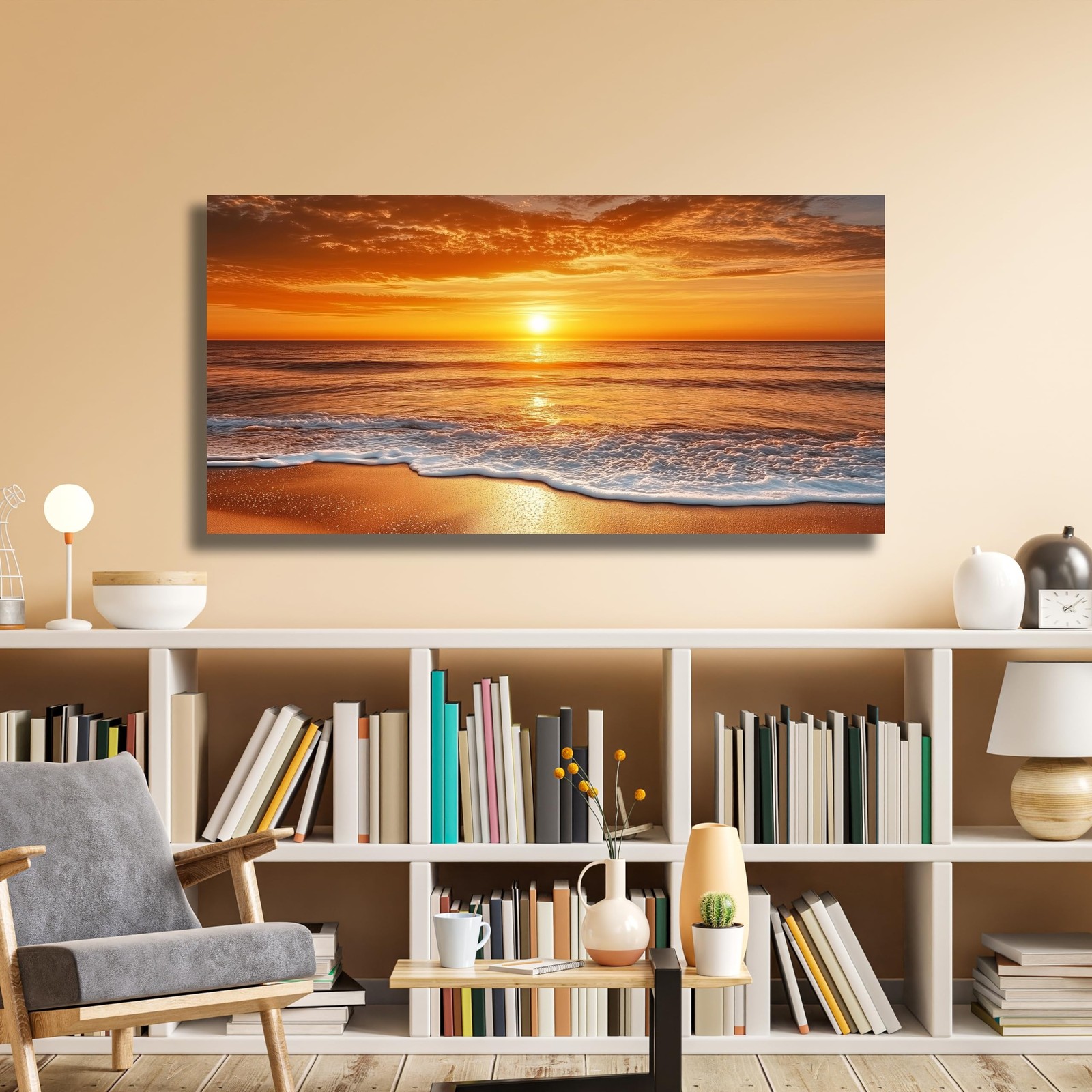 Yuaxker Ocean Wall Art Red Print Aesthetic Wall Decor Modern Trendy Canvas Ar…