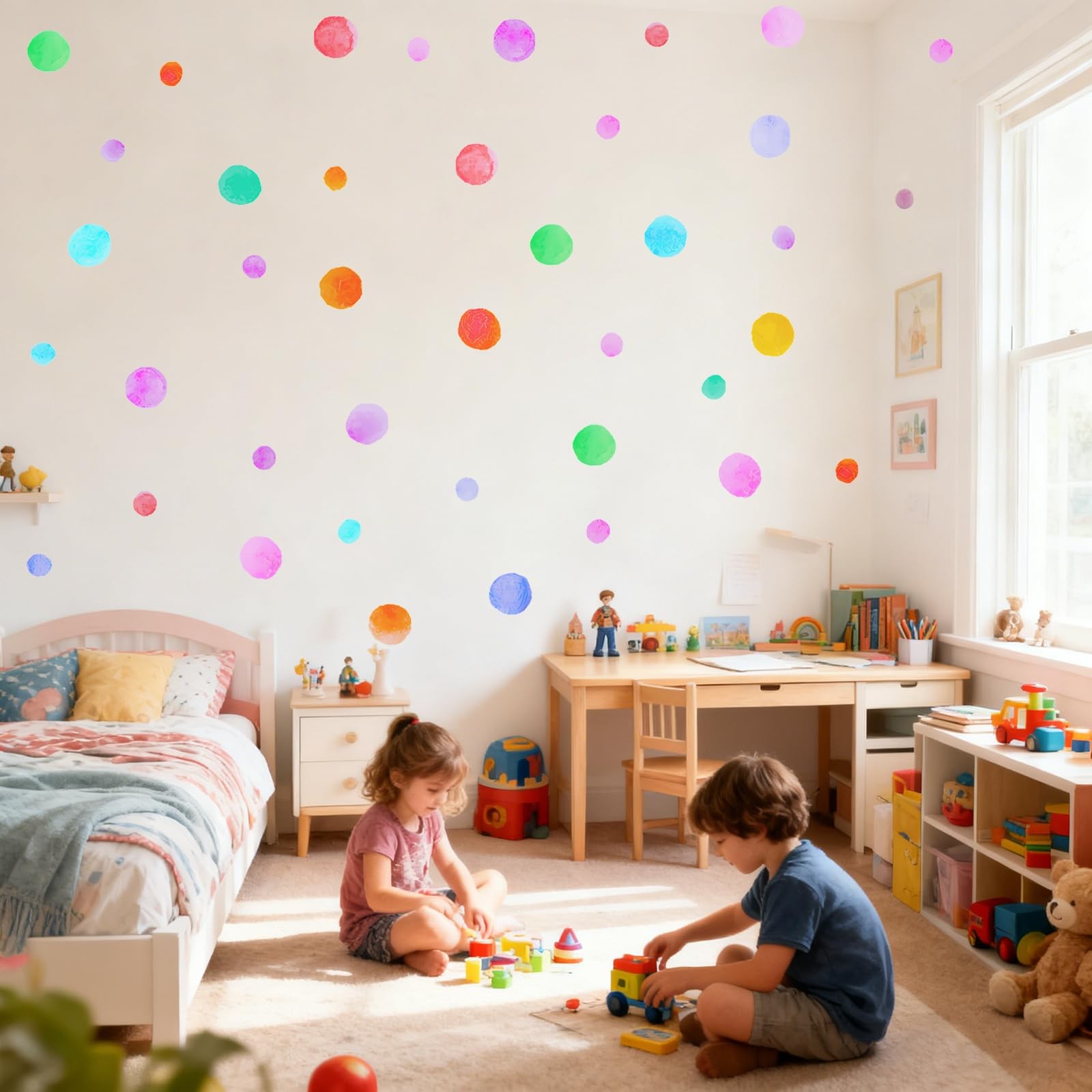 152Pcs Polka Dot Wall Decals Colorful Peel and Stick Stickers, Removable Deco…