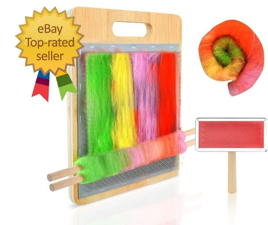 Wool Blending Board Carding Brush Set with Board and Brush for Rolags