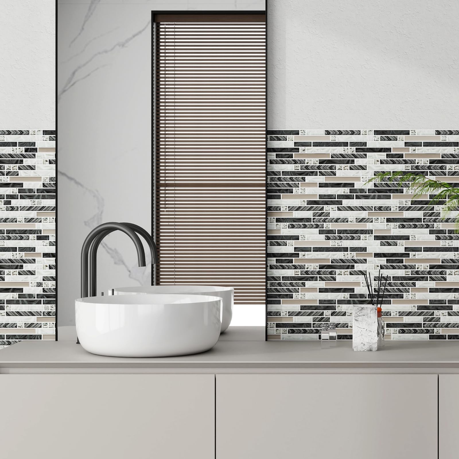 5-Sheet Glass Backsplash Tiles, 5 Square Feet Glass Mosaic Backsplash Subway …