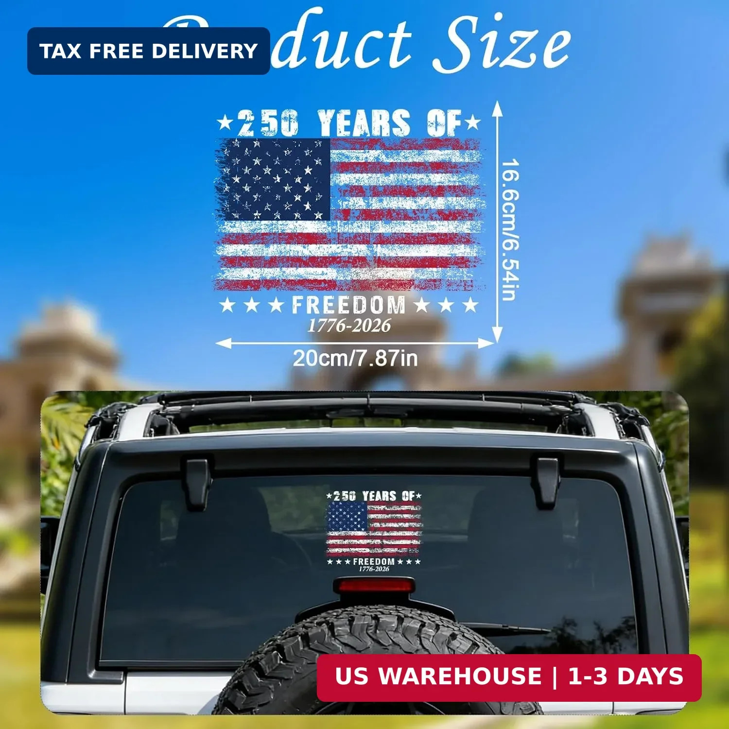 250th Anniversary USA Flag Decals – Vemfare American Patriotic Car Stickers, Ame