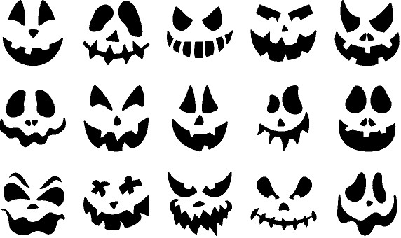 Halloween Pumpkin Faces Mini Stickers Decal Sheet 15 Different Vinyl Spooky Face