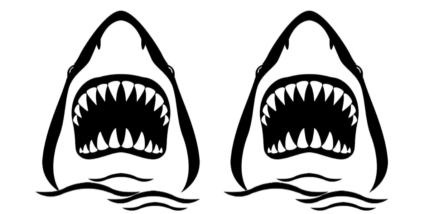 Shark Coming out of Water 2 Pk 5" Vinyl Decals Vehicle Windows Any Flat Surface