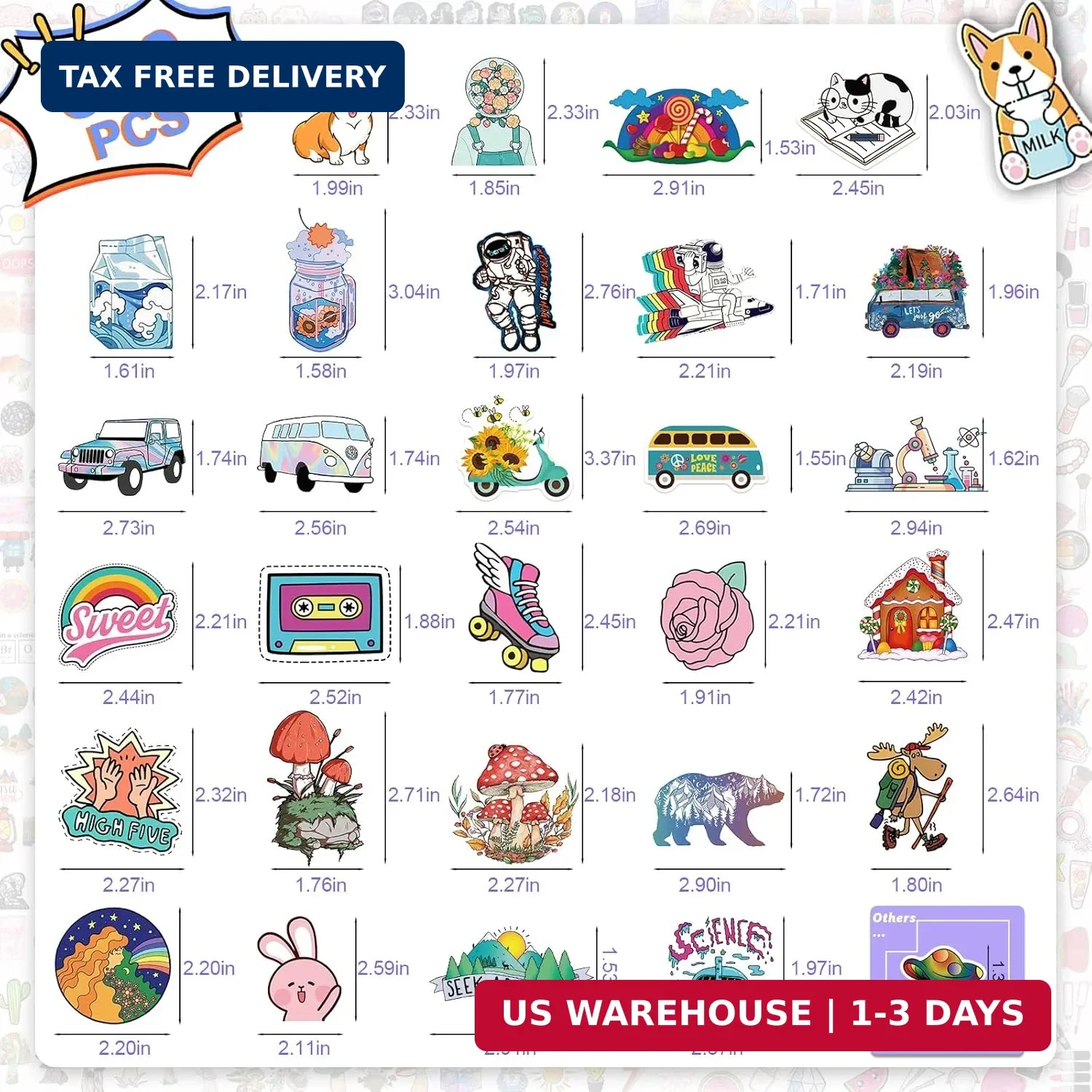 Arme 600 PCS Stickers Pack，Cute Colorful Waterproof Stickers，Vinyl Art Stickers.