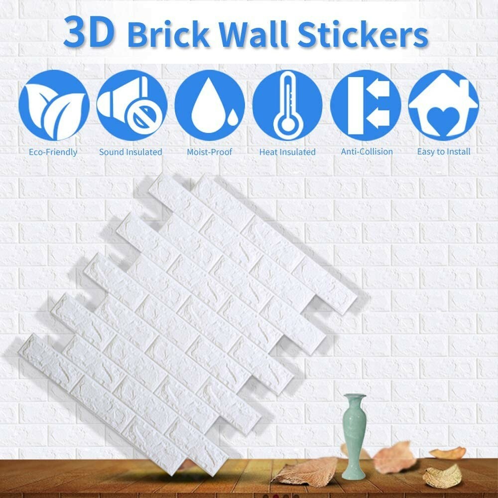 LEISIME 20 PC 3D Wall Sticker Self-Adhesive Wall Panels Waterproof PE Foam White