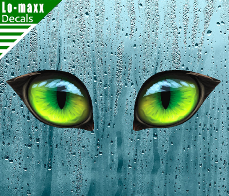 Pair Of Green Cat Eyes Various Sizes Superior High Quality Printed Vinyl Decal