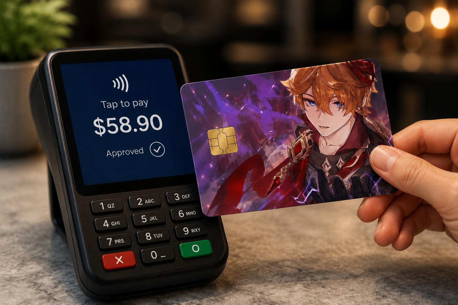Tartaglia Unleashing Powers Genshin Impact (Childe) Debit Card Credit Card Skin