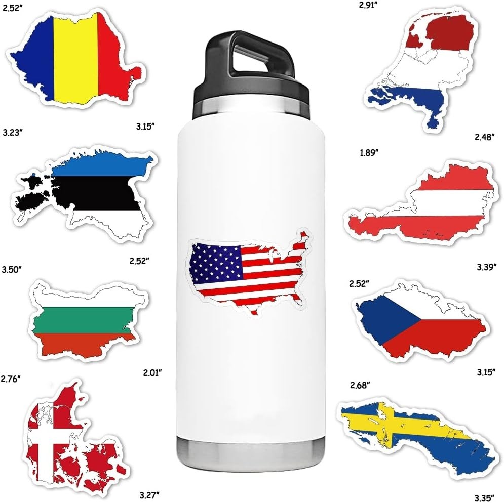 Colorful 50-Piece World Flag Stickers – Perfect for Gifts & Classroom Rewards