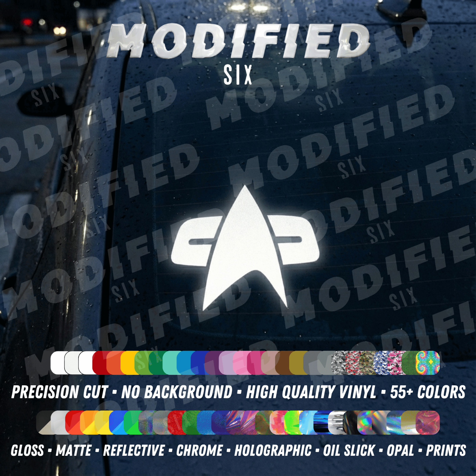 REFLECTIVE Star Trek Voyager DS9 Com Badge 55+ Colors Cars Laptops Decal Sticker