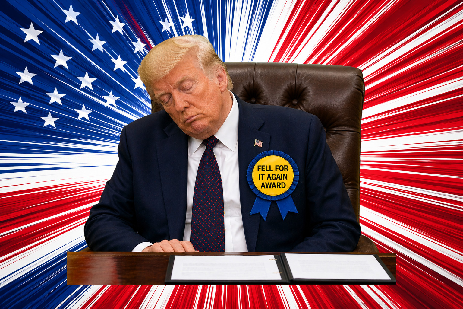 Sleepy Trump Fell For It Again Award 3" Sticker – Waterproof