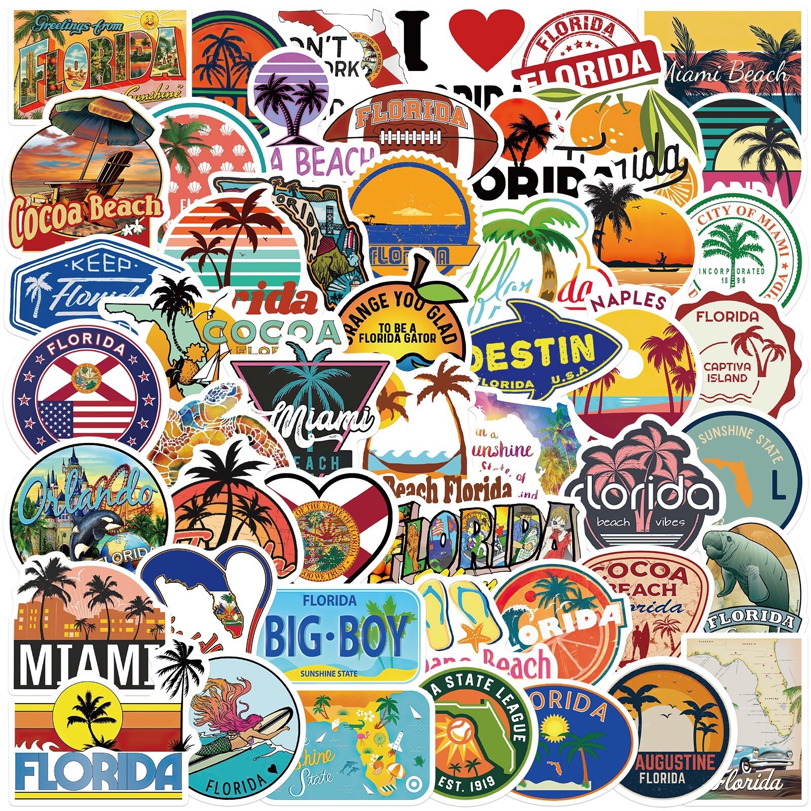 10 Random Florida Stickers FL Sunshine State Decals Laptop Hydro Free Shipping!