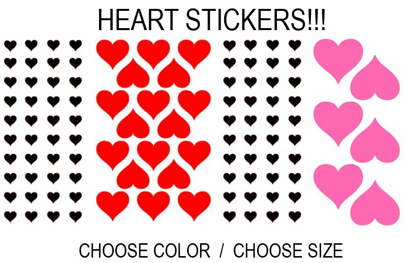 Heart Stickers PICK SIZE COLOR Vinyl Decal Scrapbooking Valentines Love Romance