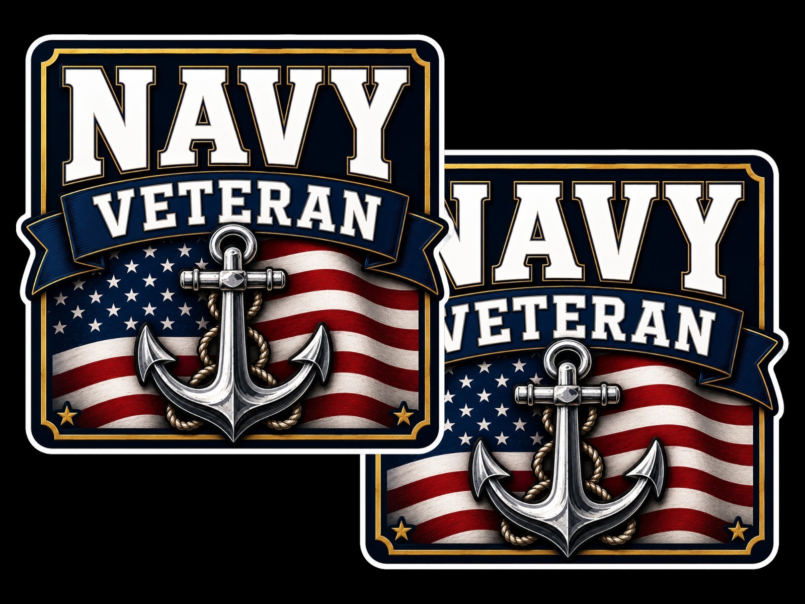 Navy Veteran Anchor Decal Sticker Set of 2 Weather Res. Car Laptop Window