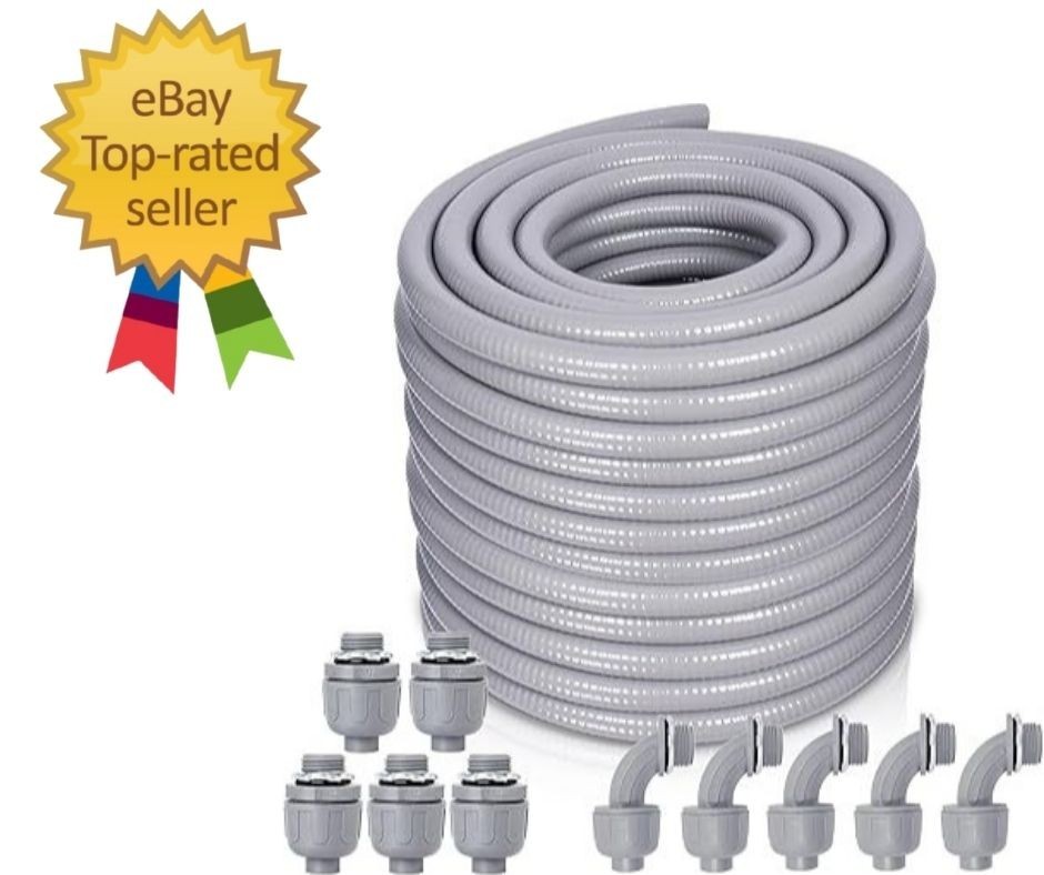 Liquid-Tight Conduit and Connector Kit – 3/4 Inch 100 FT Non Metallic Liquid …