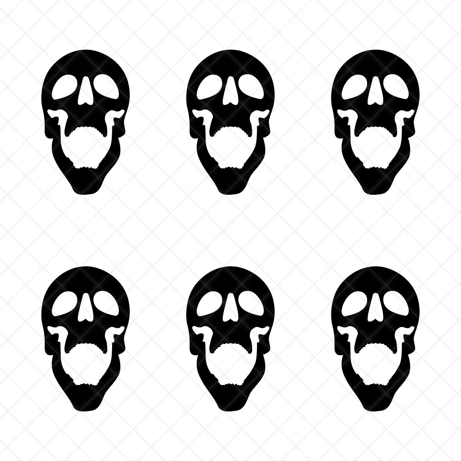 6 Pack – SKULL Vinyl Decals | Gothic Halloween Stickers – Decoration