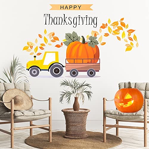 5 Pieces Thanksgiving Wall Stickers Maple Leaves Blessed Wall Decals Thankful