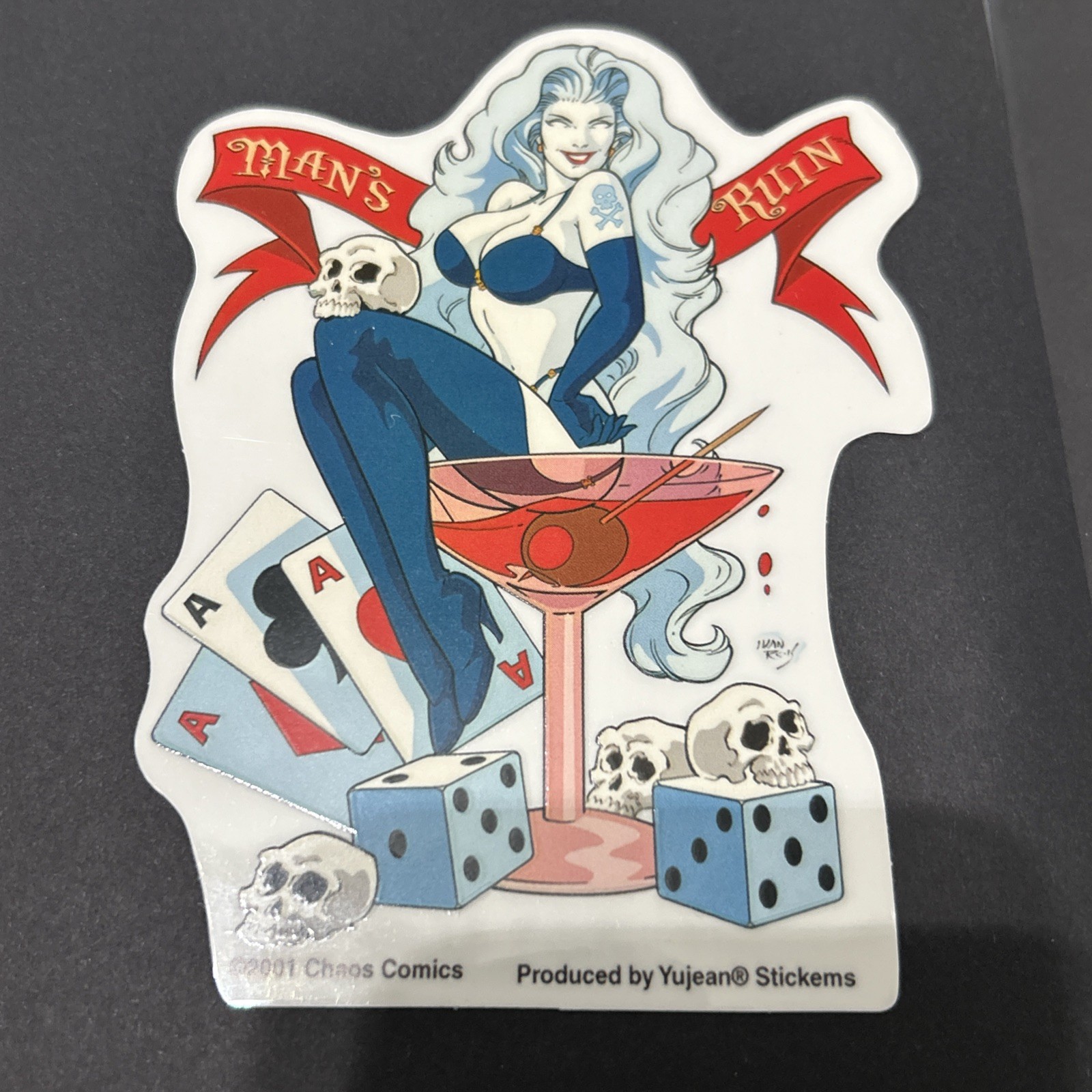3 Yujean Lady Luck Horseshoe Pinup, Man’s Ruin, Surfer Bikini Girl Sticker New