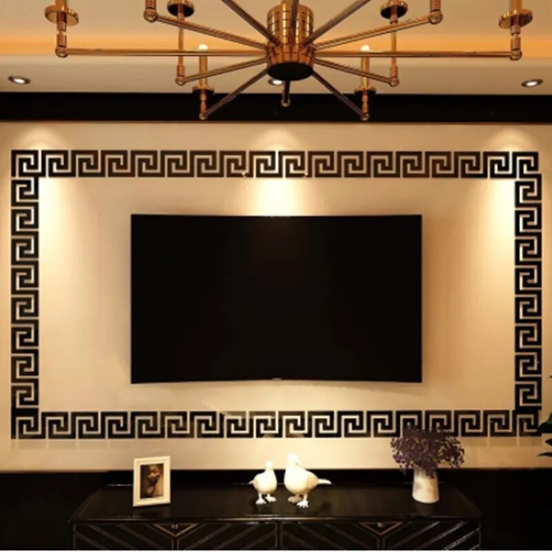 3D Mirror Wall Sticker Building Border Wall Art Home Decor Self Adhesive 10PCs