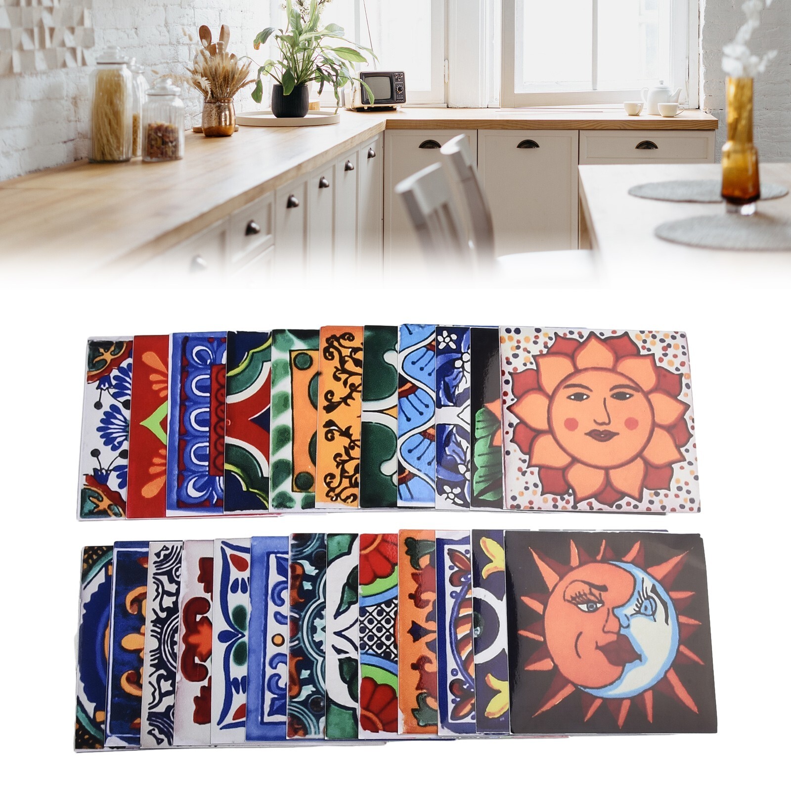 24Pcs Vintage Self-stick Wall Sticker Bathroom Kitchen Waterproof for TILE Decal