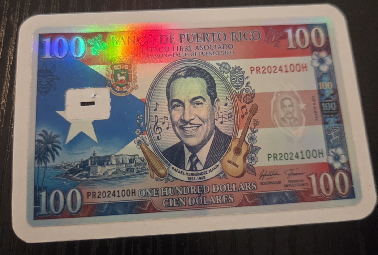 100 Dollar Puerto Rico Flag Bill Gift Credit Debit ATM Card Skin Sticker Art USA