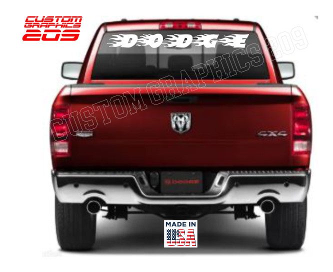 Custom Flame Text Truck Car Window Decal Oracal 651 Waterproof Vinyl