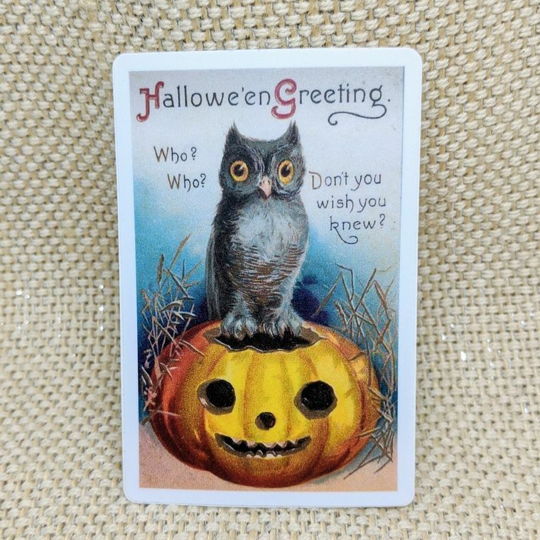 HALLOWEEN GREETINGS Cat Pumpkin Vinyl Sticker 3" Notebook Mug Fade Resistant